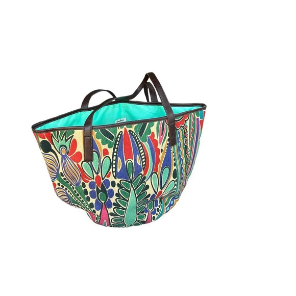 Neiman Marcus Colorful Canvas Tote Lined - Picture 1 of 7